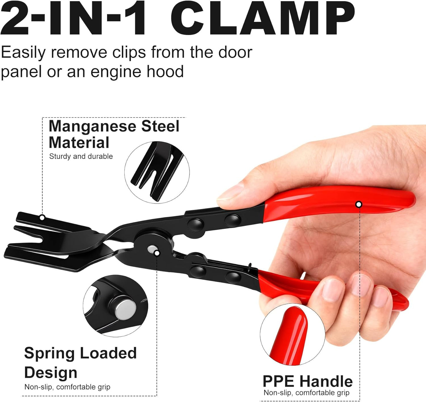 3 PCS Clip Removal Tool,Clip Pliers Fastener Remover,Car Trim Rivet Removal Pry Tool for Automotive Door Panel,Upholstery,Dashboard Red
