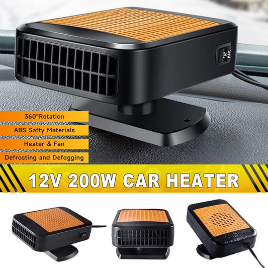 Car Heater & Defroster 12V Portable Car Heaters for Vehicle – 200W Fast Heating & Cooling Fan with 360° Rotatable Base Plug in Windshield Defogger for Car,Truck,Suv,Rv | Auto Heater for Winter Driving