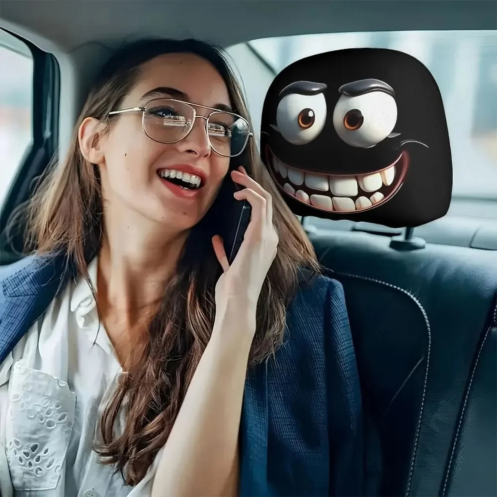 ApexDrive Smiley Face Headrest Covers