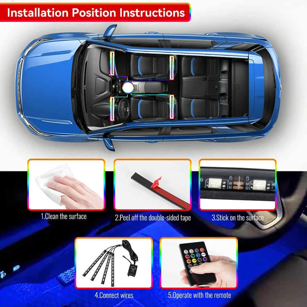 ApexDrive RGB Interior Ambient LED Lights